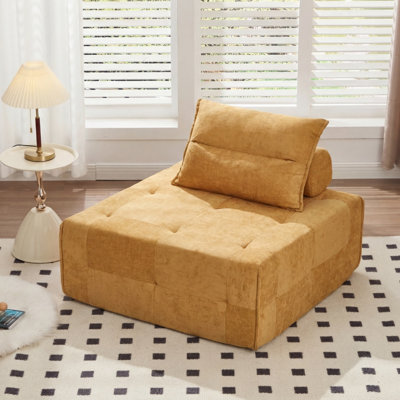 Deep Seat Modular Sectional Sofa, Adjustable Backrest Chenille Compressed Single Couch For Living Room Bedroom Lounge