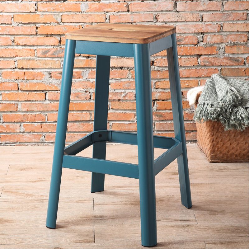 Tabouret de bar rustique en métal naturel avec pieds, Naturel