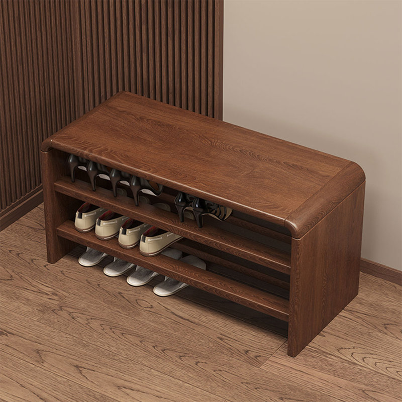 Walnut Solid Wood Bench, 15.75" H x 31.5" W x 13.78" D