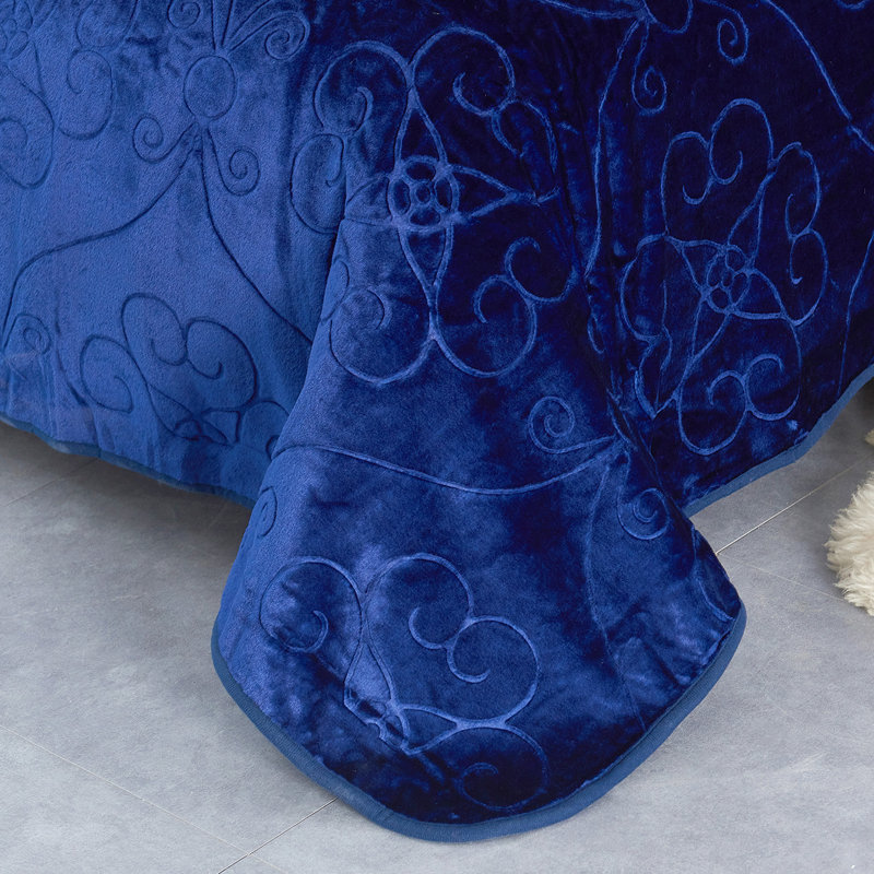 Couverture de lit unie légère et chaude, Bleu marine