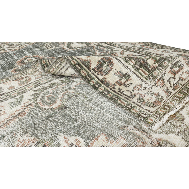 Tapis Oushak turc noué à la main, tapis en laine rétro