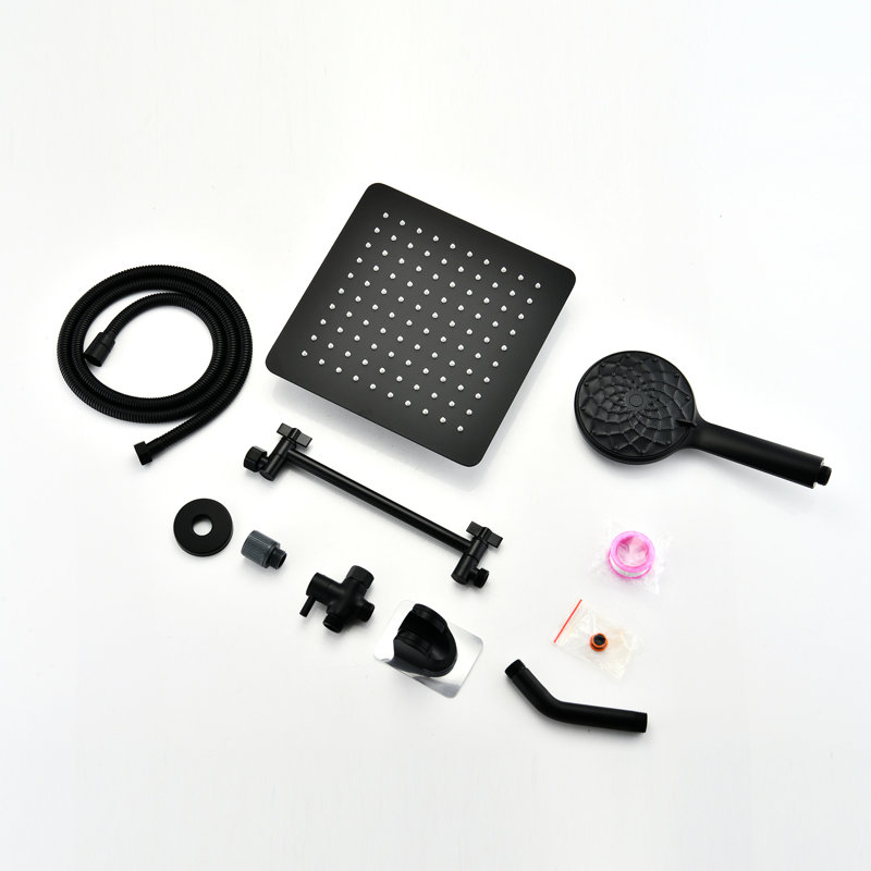 Corrosion Shower Head And Handheld - Adjustable Flow Metal With Extension Arm 2.5 Gpm Rate, Matte Black