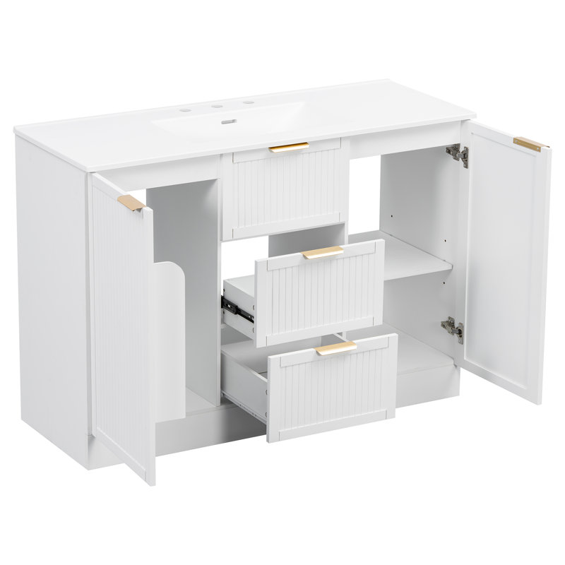 Meuble-lavabo moderne en bois aggloméré de 47,8 po avec rangement