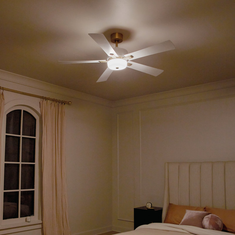 56'' Ceiling Fan with LED Lights, Brushed Natural Brass