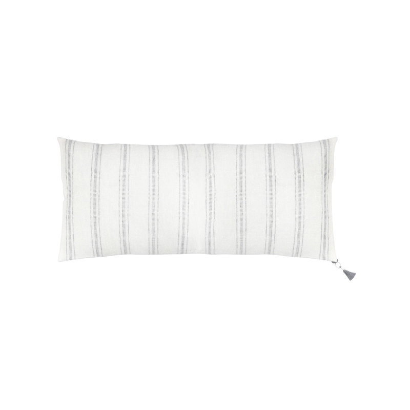 Luxe Lumbar Pillow Cover & Insert, White/Gray, Feather
