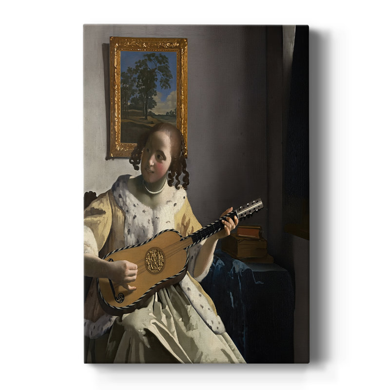 Le joueur de guitare - Toile tendue avec châssis par Jean Vermeer, 32 x 48