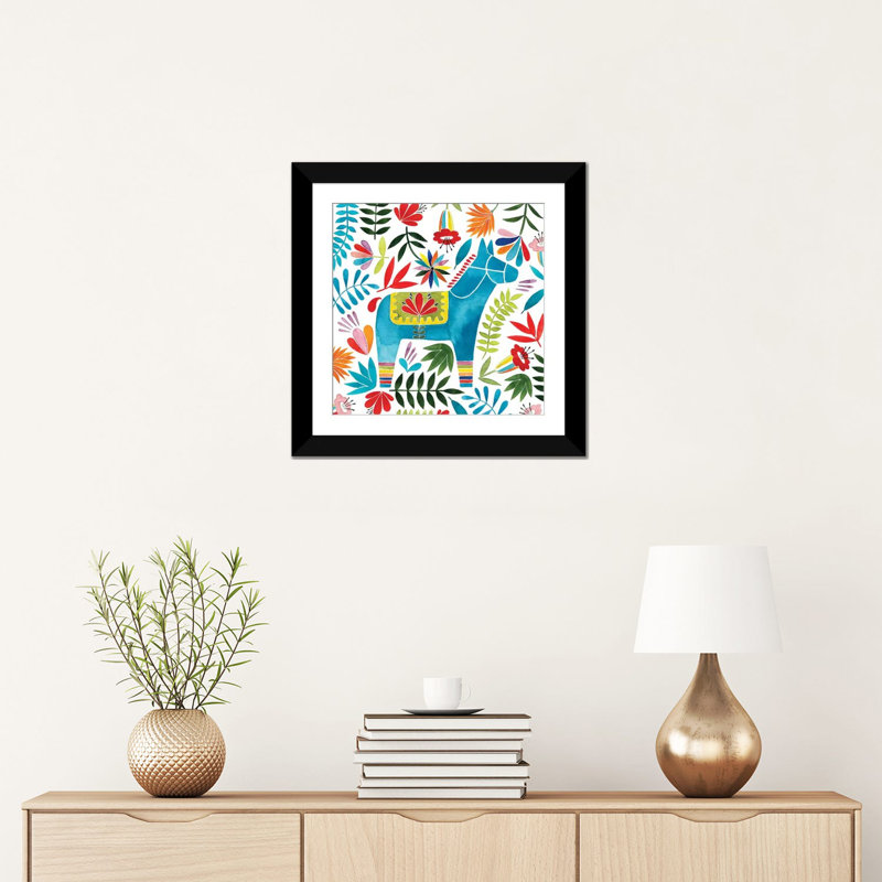« fête otomi i », impression sur toile, Papier d'art encadré noir, H 24 po x l 24 po x P 1 po, Blanc