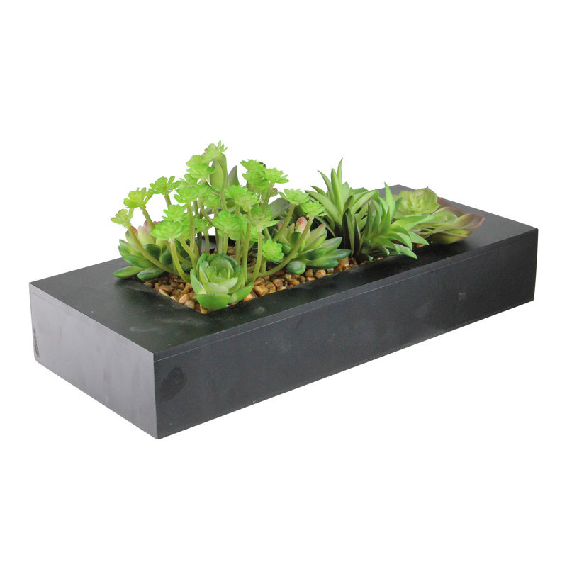 Arrangement de plantes grasses artificielles 14 po dans une boîte de jardin