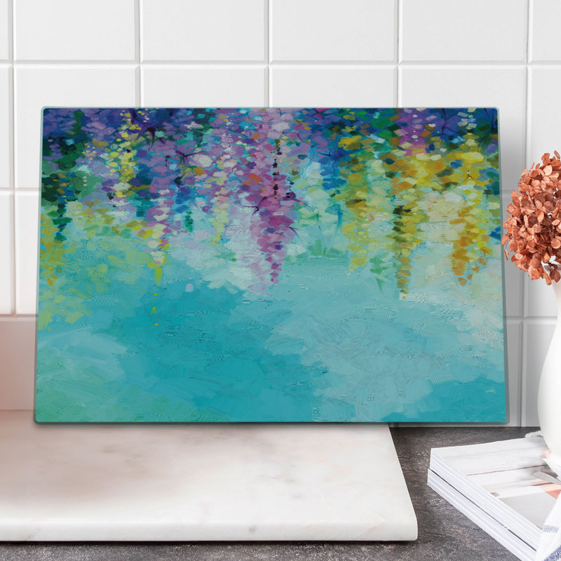 Ambesonne Abstract Art Cutting Board Large Size Landscape Spring Multicolor
