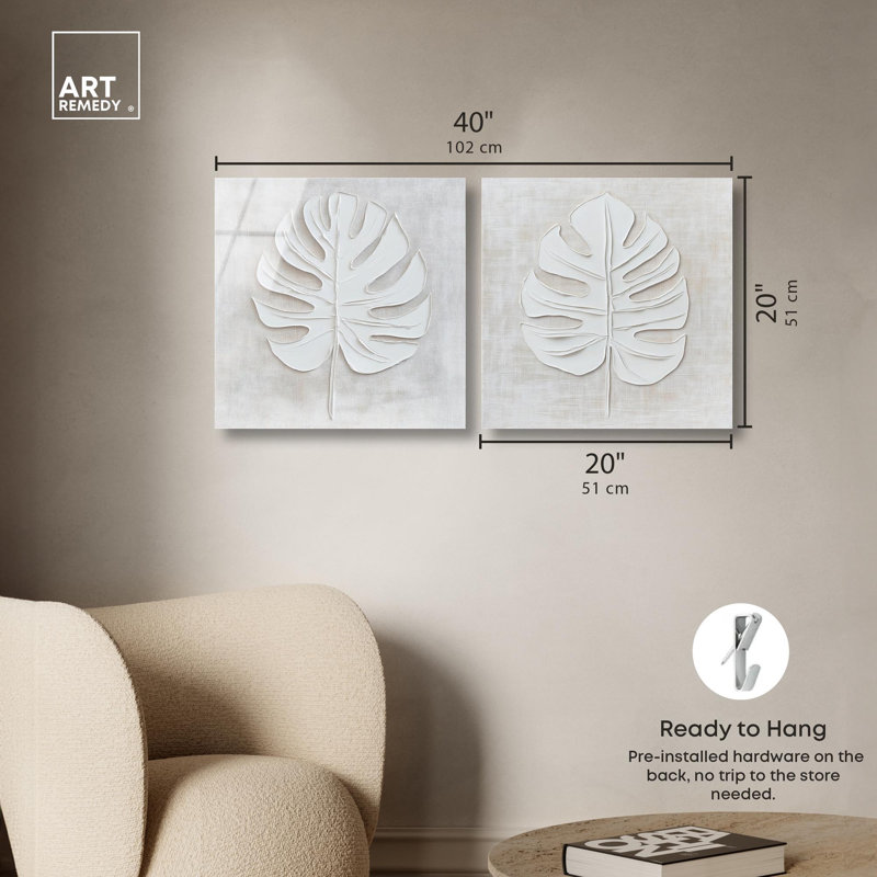 "Luxe Botanicals", ensemble de 2 panneaux d'art , H 20 po x l 40 po