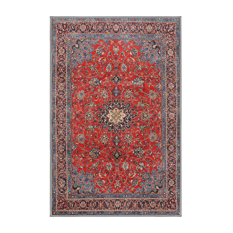 Tapis traditionnel rouge / brun Fyllia, Rectangle 8 pi x 12 pi