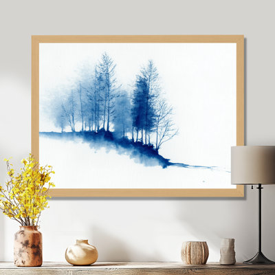 Blue White Blue Arctic Silence winter white landscape - Forest Picture Framed Wall Art