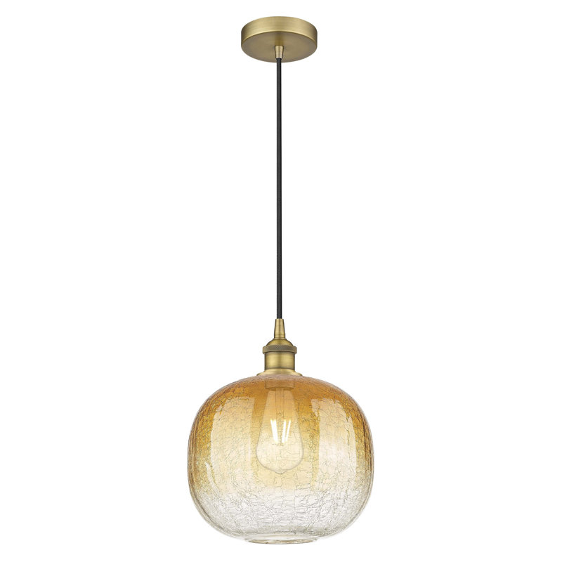 Edison - Ameliya - Mini-luminaire suspendu à cordon 1 lumière 11 po, Laiton brossé, Ambre