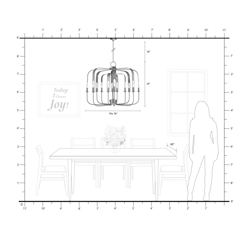 Lustre géométrique unique à 6 lumières Ameia, Bronze anglais