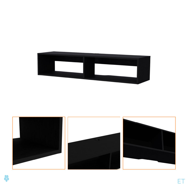 Meuble télé noir à tablettes spacieuses