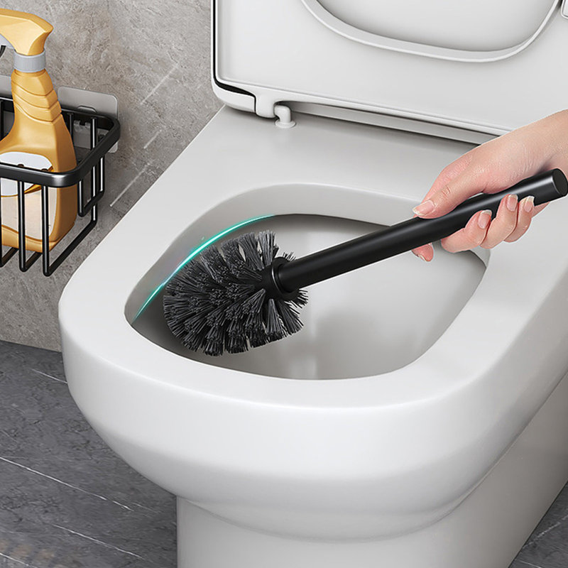 Ensemble de brosses de toilette de luxe en alliage d'aluminium, nettoyant compact moderne à longue poignée pour salle de bain, blanc
