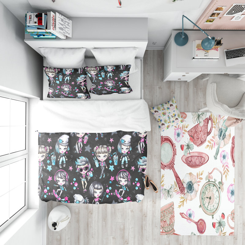 Ensemble de housse de couette modern adolescent, Housse de couette très grand + 2 taies décoratives