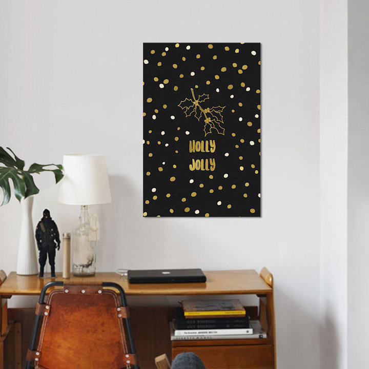 « holly jolly », art textuel sur toile, H 40 po x l 26 po x P 1,5 po, Pas de tapis, Toile tendue
