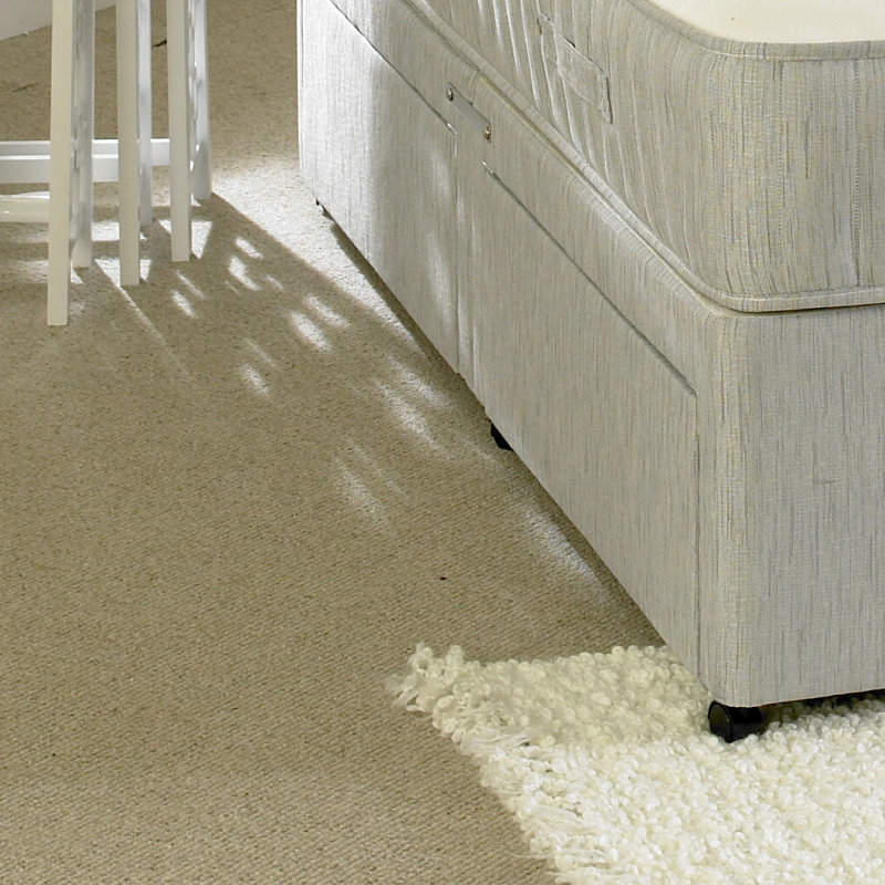 Bethel Shape Divan Bed Base, Double (4'6), 2 Drawers, Beige
