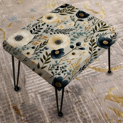 Minimalist Boho Chic Floral Pattern I - Floral Rectangle Ottoman