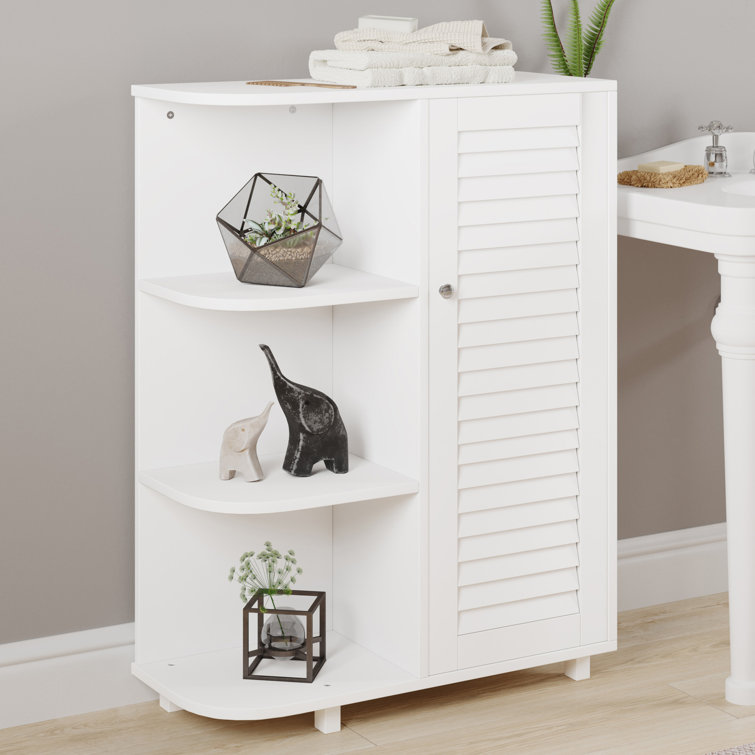 Bathroom Storage Cabinet, White Floor Cabinet with 3 Large Drawers and 1 Adjustable Shelf Red Barrel Studio