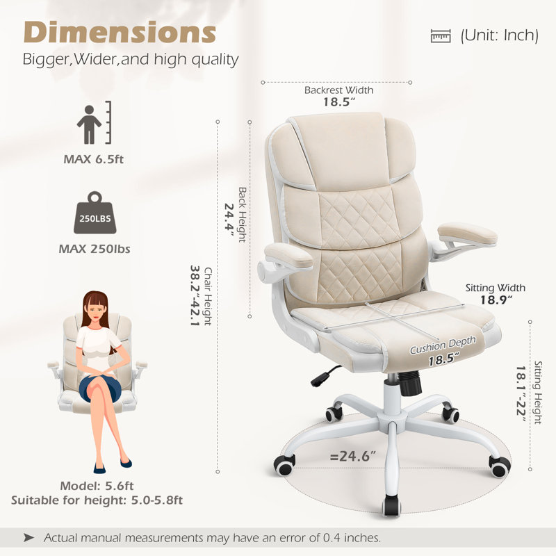 Maddisen Fabric Modern Office Chair, Beige