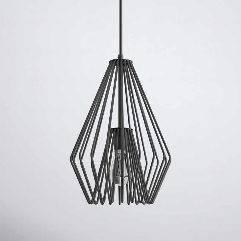 Frankie 1 - Light Unique/Statement Pendant, 15.75" H x 9.25" W x 9.25" D, Matte Black