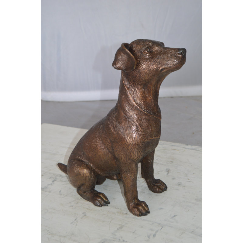 Statue en bronze Biyanca Jack Russel debout pour chien - Taille: L 10 po x l 6 po x H 14 po.