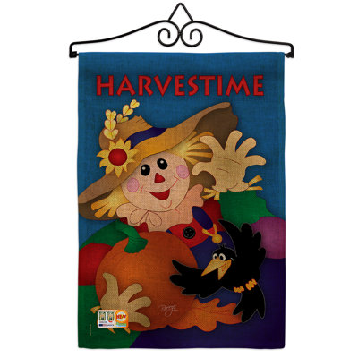 Harvestime en toile jute automne et automne 2 côtés en toile jute 19 x 13 po drapeau de jardin