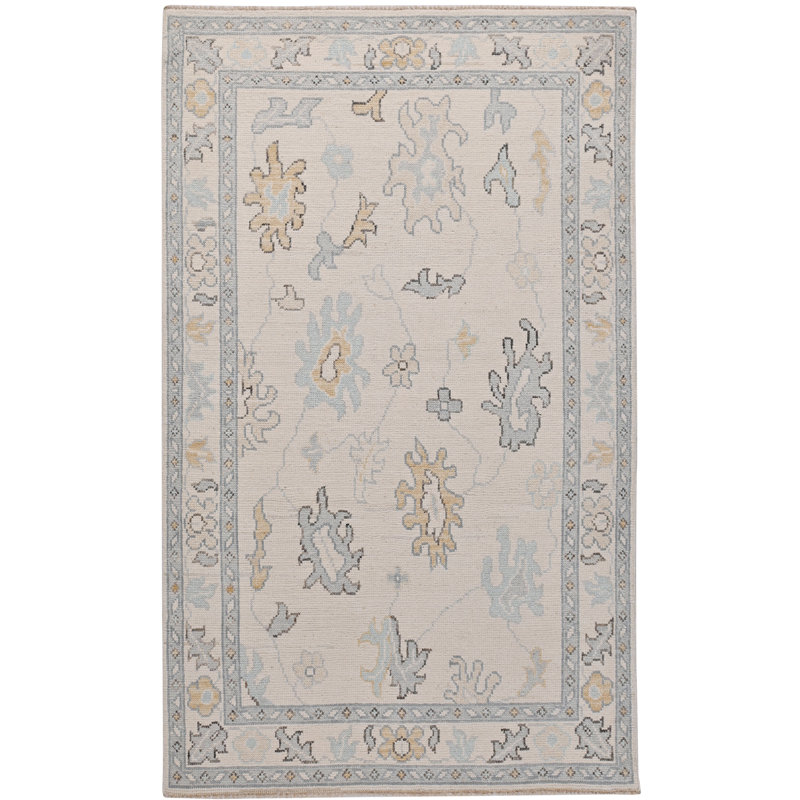 Tapis ivoire noué à la main de haute qualité
