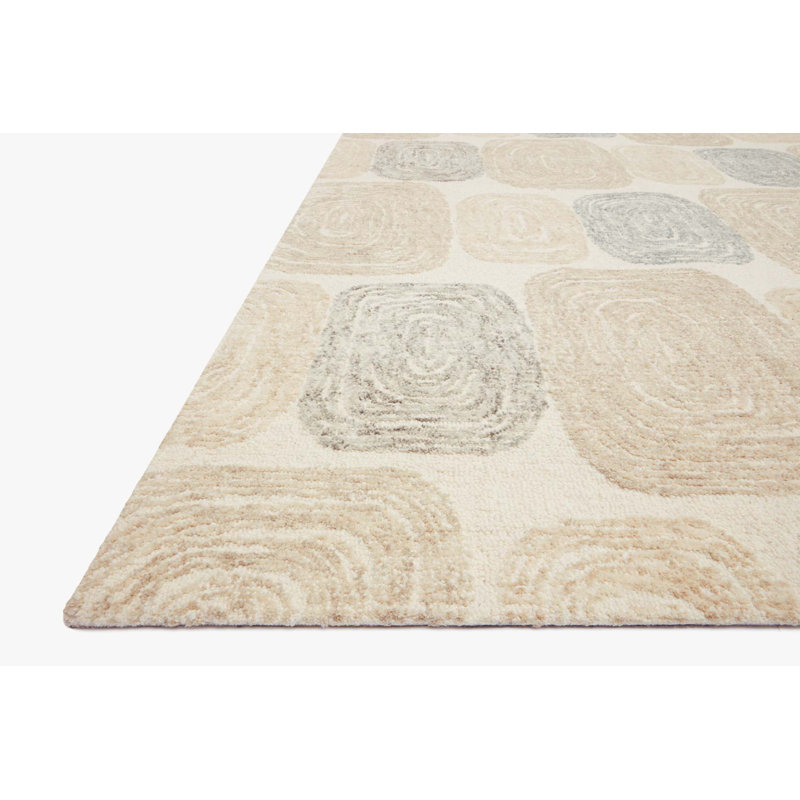 Tapis beige en laine touffeté à la main Manon, Carré 1 pi 6 po