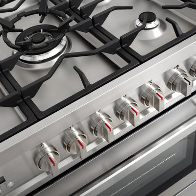 Ensemble de cuisine 5 pièces avec réfrigérateur côte à côte et cuisinière à double carburant 35,5