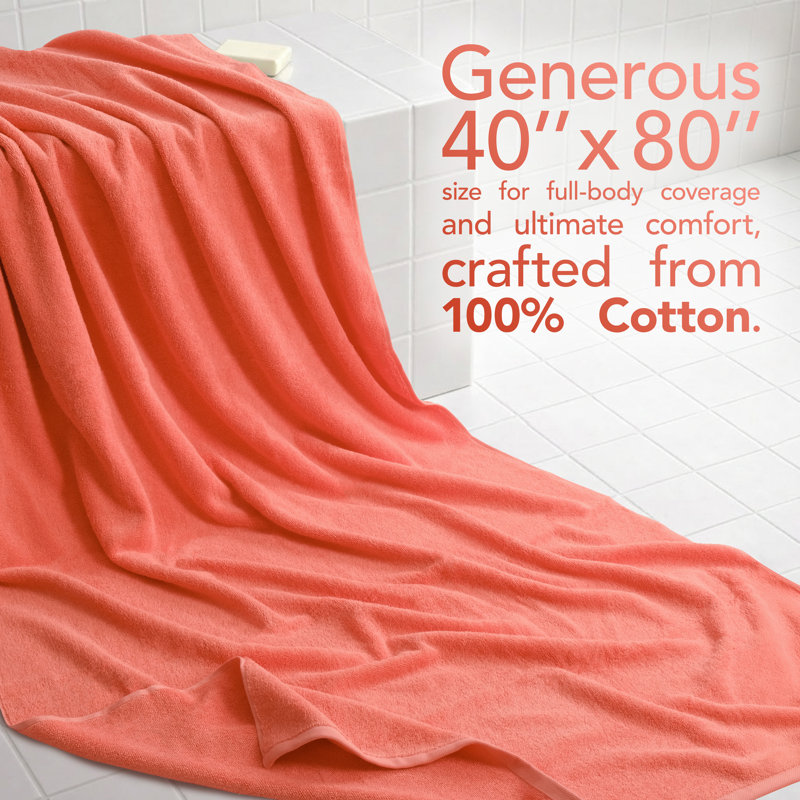 Drap de bain surdimensionné 100% coton 40 x 80 Darcelle, Corail