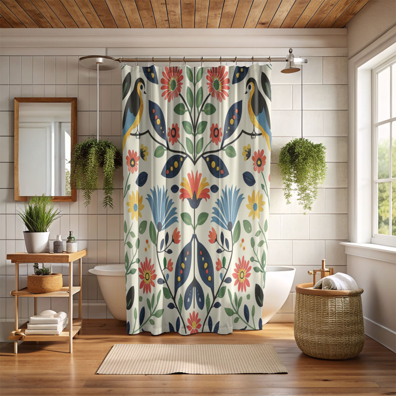 Tribal Spring - Premium Shower Curtain, 74"H x 71"W