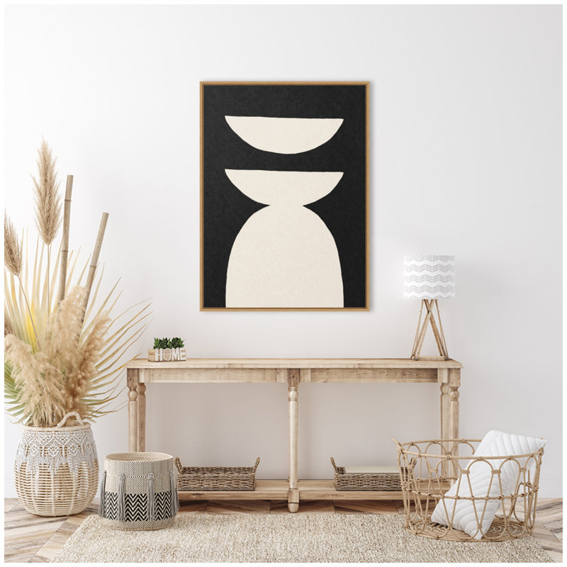 «White Geometric Abstract» par juillet, reproduction d'art sur toile encadrée