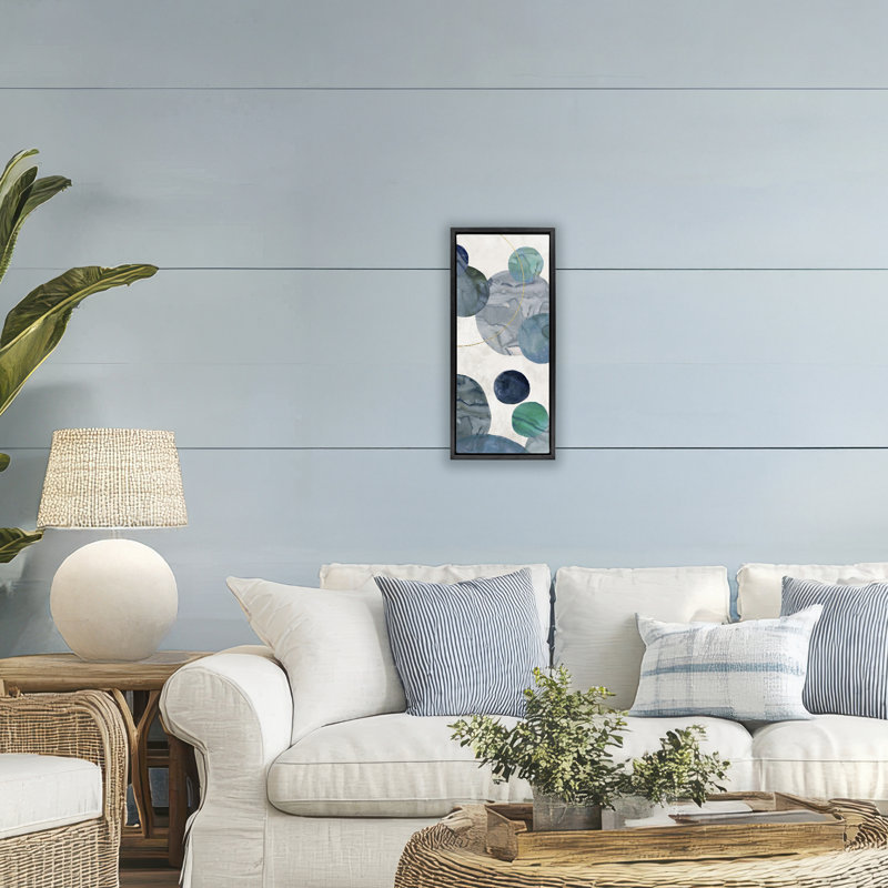 Cadre flottant Pale Cool Tones Circles, design par Jacob Q, H 25 po x l 11 po, Cadre flottant noir de jais