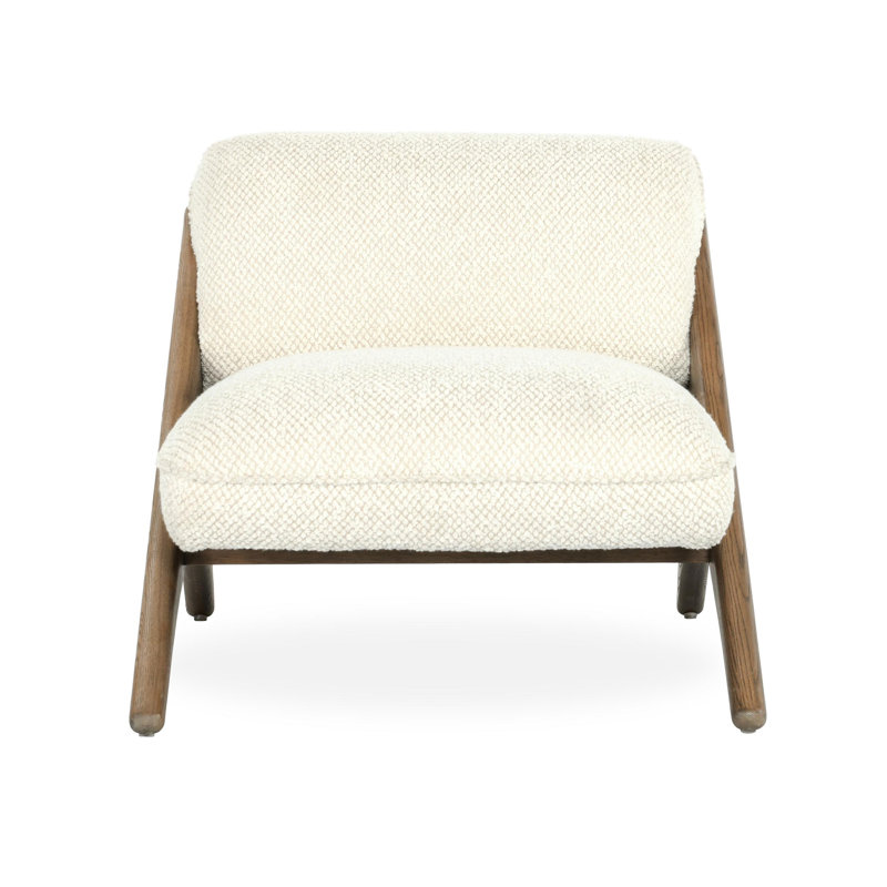 Georgia Accent Chair, Light Beige Polyester, Natural Wood