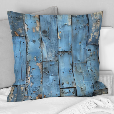 Coussin lombaire en bois rustique bleu et beige Country IV