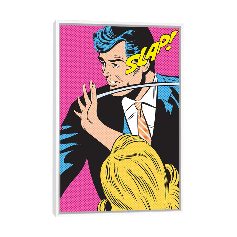 Slap! 1 Piece Wall Art on Canvas, 152.5 cm H x 101.5 cm W, White Framed