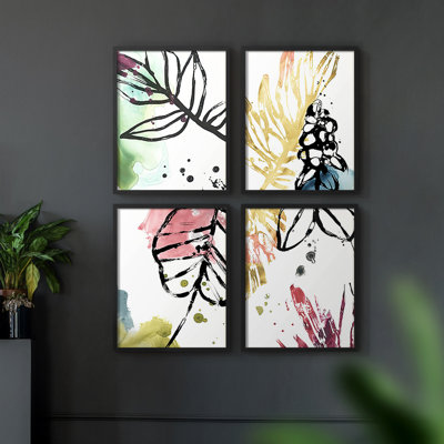 No Deckle Tropical Moderne I Framed Print - Set of 4