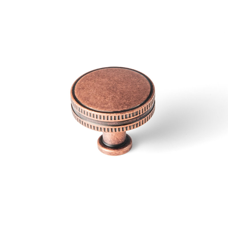 Poignée ronde en forme de pignon de 1,26 po de diamètre, Cuivre antique, 1.26"