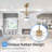 60 Inch. 5 Solid Wood Blades 6-Speed Quiet Reversible DC Motor Indoor Ceiling Fan, 4.5"/12" Down-rods With Light Kit And Remote, White Blades-1894193836