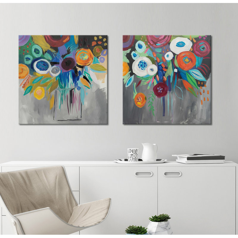 «Burst of Magic», ensemble de 2 reproductions de peintures à l'acrylique, H 24 po x l 48 po x P 1,5 po, Toile tendue