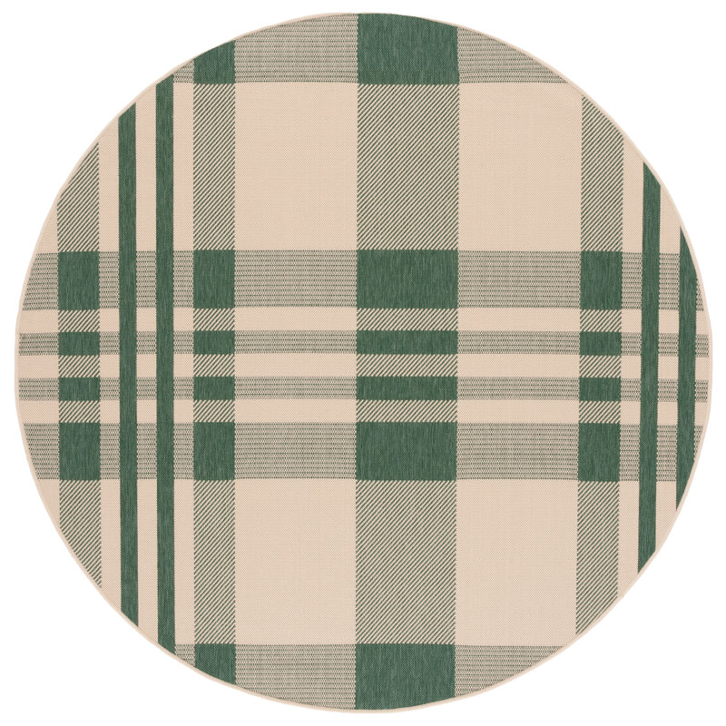 Andreya Performance Plaid Indoor/Outdoor Area Rug, Round 7'1"