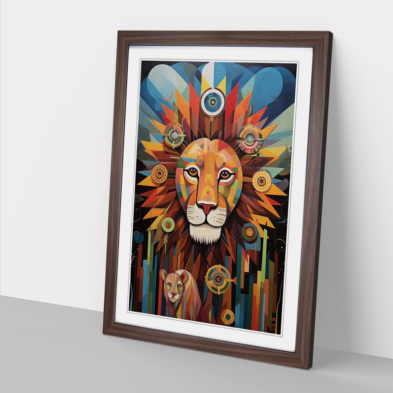 Lion Dadaism Art - Framed Print, Walnut Framed, 34cm H x 25cm W x 2cm D