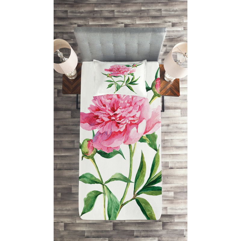 Flower Eclectic Polyester Coverlet, Twin Bedspread + 1 Sham