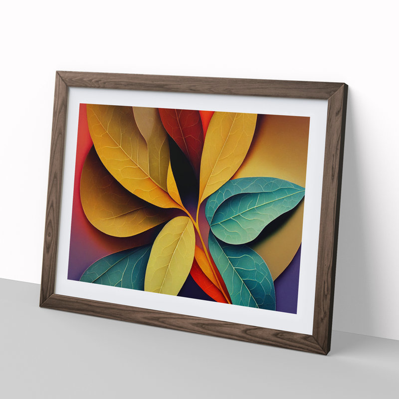 Colourful Leaves - Painting, Walnut Framed, 46cm H x 64cm W x 2cm D