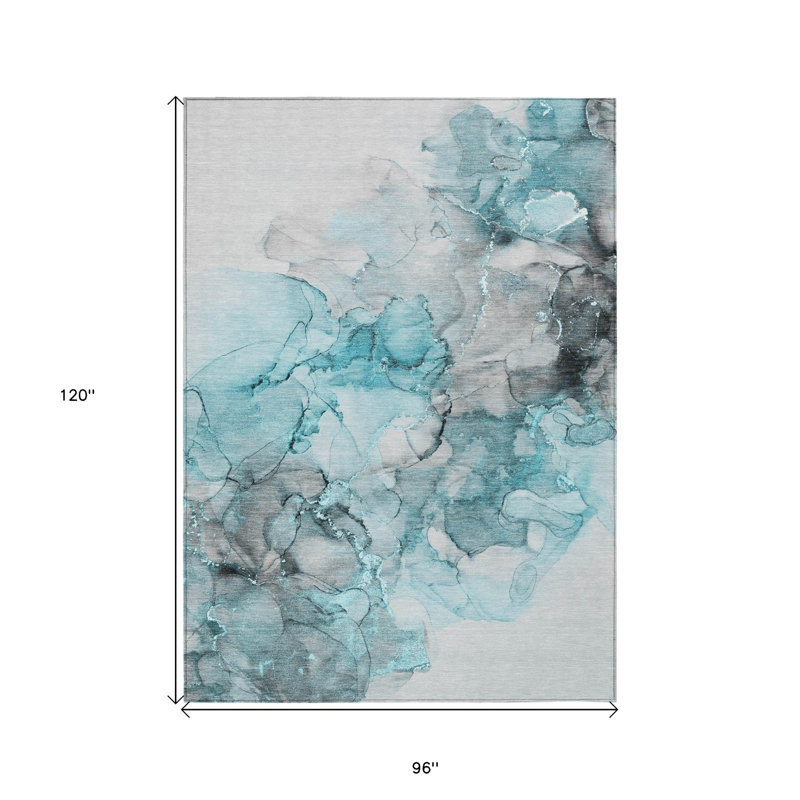 Tapis extérieur lavable antidérapant 8 pi x 10 pi bleu sarcelle
