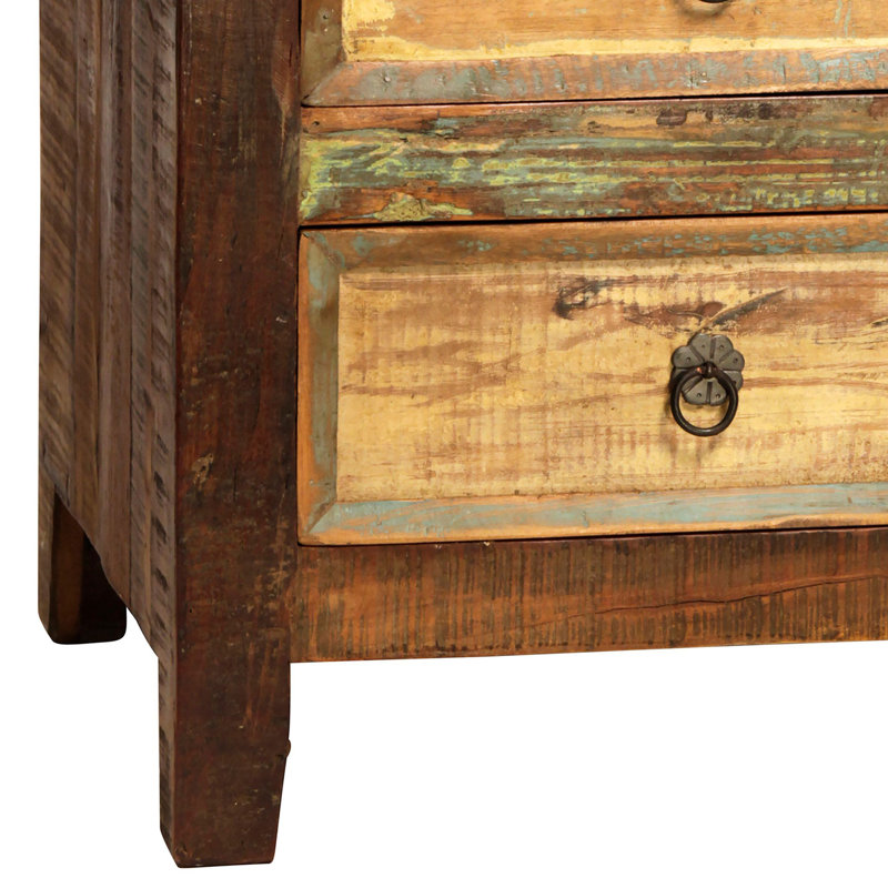 Nantucket Distressed Painted Reclaimed Hardwood 3-Drawer Storage Night Stand