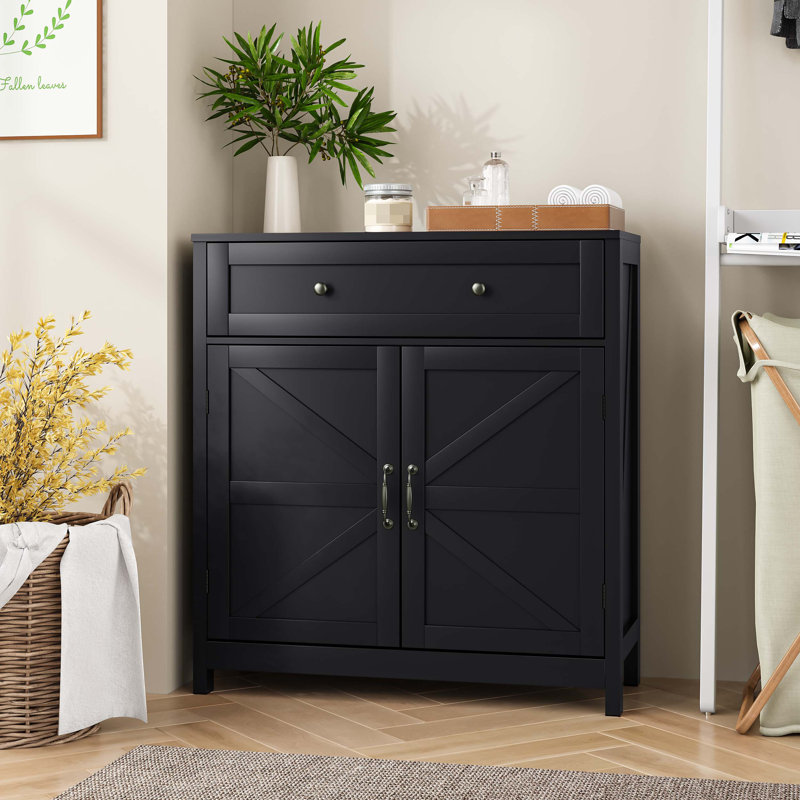 Armoire de rangement Farmhouse Batgroom avec tiroir et tablette réglable, Noir